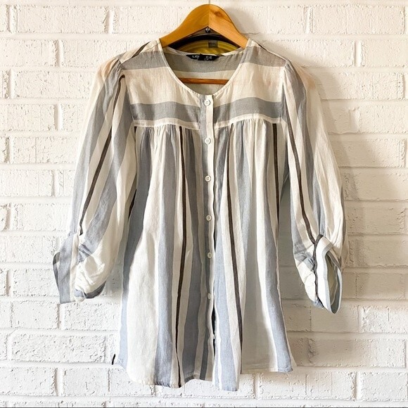 Lisette Montreal striped button up peasant blouse - Picture 9 of 9